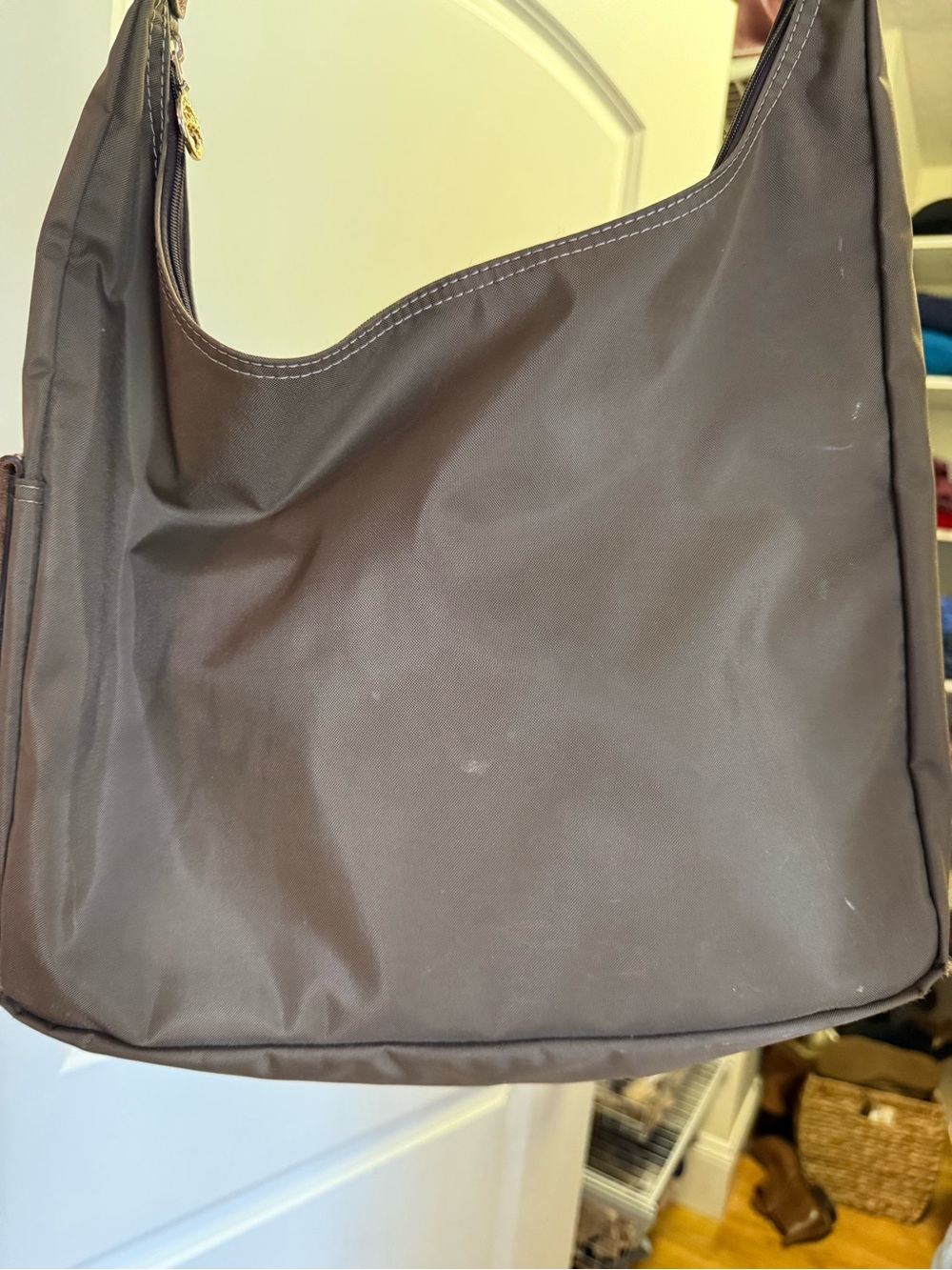 Longchamp Olive Green Nylon Shoulder Bag with Adjustable Strap - Picture 5 of 5
